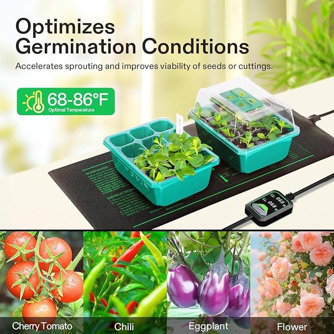 VIVOSUN 48x20.75 Seedling Heat Mat with Built-in Temperature Controller UL &amp MET-Certified Waterproof Plant Heating Pad for Germination Hydroponics Brewing Breeding and Greenhouses