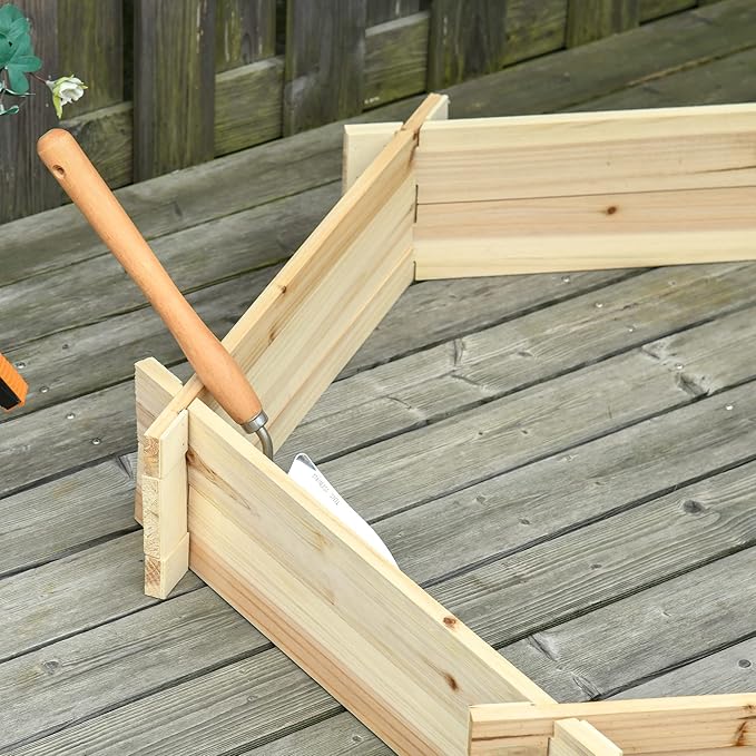 Wooden Raised Garden Bed Hexagon Screwless for Outdoor Plants Vegetables Flowers Herbs 39 x 36 x 6 Natural Wood