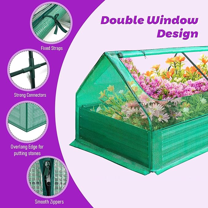 3-in-1 Raised Garden Bed with Greenhouse (72.8×37.4×36 with Cover 71×35.4×12 Bed Alone) Outdoor/Indoor Mini Greenhouse Kit for Vegetables Flowers Herb Planter