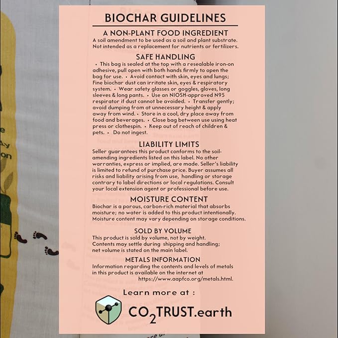 Premium Biochar Soil Amendment - Lab Tested - Upcycled Linen Bag - High Carbon Content 80% - Garden Lawns &amp Farm Ready - 5 Gallons
