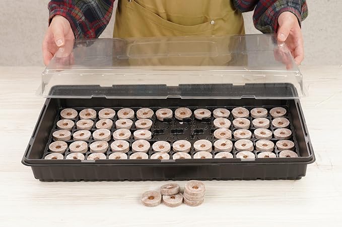 72 Coconut Coir Pellet Seed Starting Greenhouse Kit – 35mm Peat-Free Pellets All-in-One Seed Starter Tray with Humidity Dome Sustainable Indoor Germination