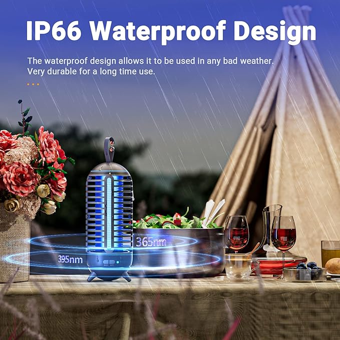 2 Pack Cordless Bug Zapper Outdoor &amp Fly Zapper Indoor &amp Wireless Mosquito Zapper Portable Camping Fly Trap 2500mAh Electric Ideal for Traps