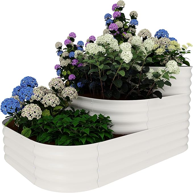 GarveeHome Galvanized Steel Raised Garden Bed - 30.7 in Deep Open-Base DesignAssembly &amp Expandable Planter Box for Vegetables/Flowers Family-Friendly Gardening Kit (5x3.5x2.5 ft)White