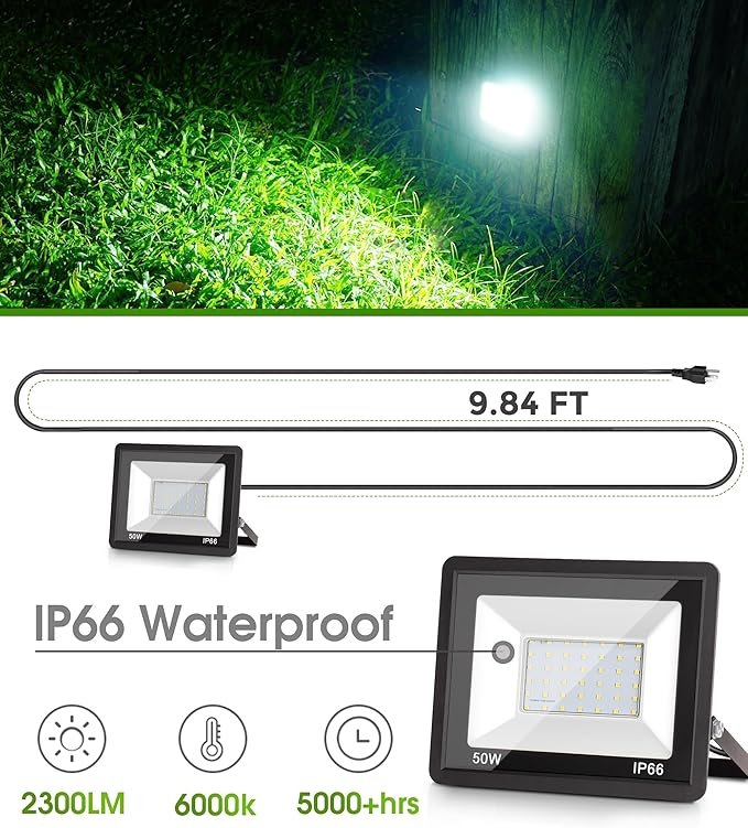 LOHAS Landscape Spot Lights Outdoor 5w 2pack+Flood Lights Outdoor 50W 2pack