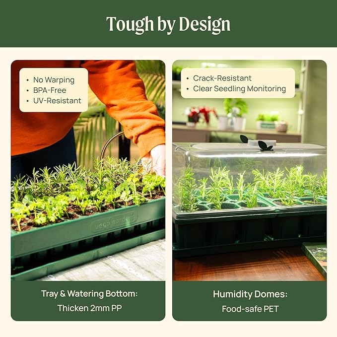 Vego garden 2 Set 76 Cells Seed Starter 10 x 20 Tray Stackable Seedling Starting Germination Trays for Plants Planting Vegetables Herbs Flowers