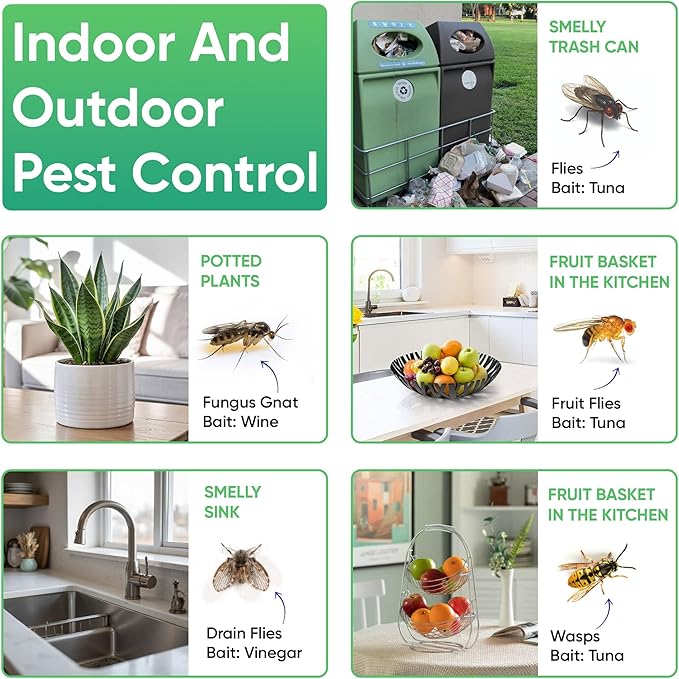 Sticky Fly Trap Indoor &amp Outdoor Pack of 8 | Hanging Fly Stick for Gnats Flies Wasps Mosquitoes &amp Other Flying Bugs | Fly Trap Sticky | Fly Catcher Indoor | Flying Insect Trap Rolls | Ucatc