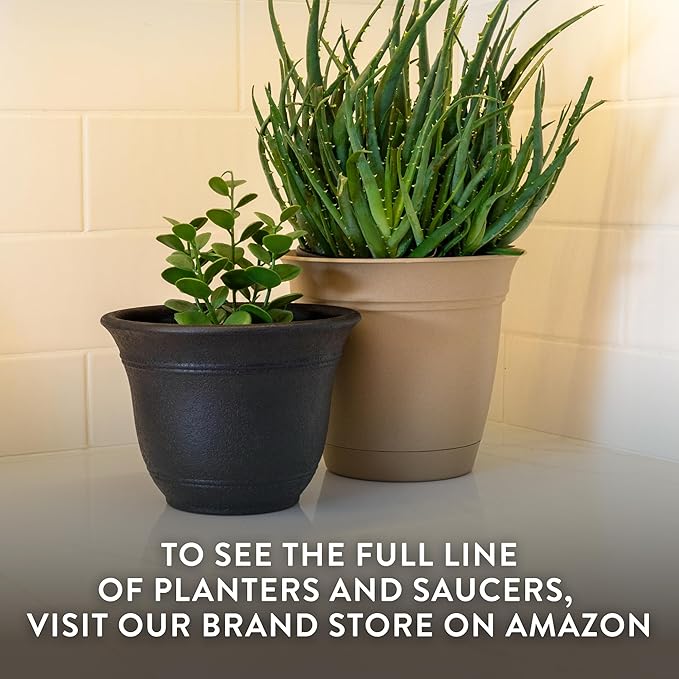 The HC Companies Sierra Round Self-Watering Pot - Lightweight Plastic Planter for Herbs &amp More - Durable Plant Pots for Indoor Plants &amp Outdoor Plants (13” Black Onyx Pack of 1)