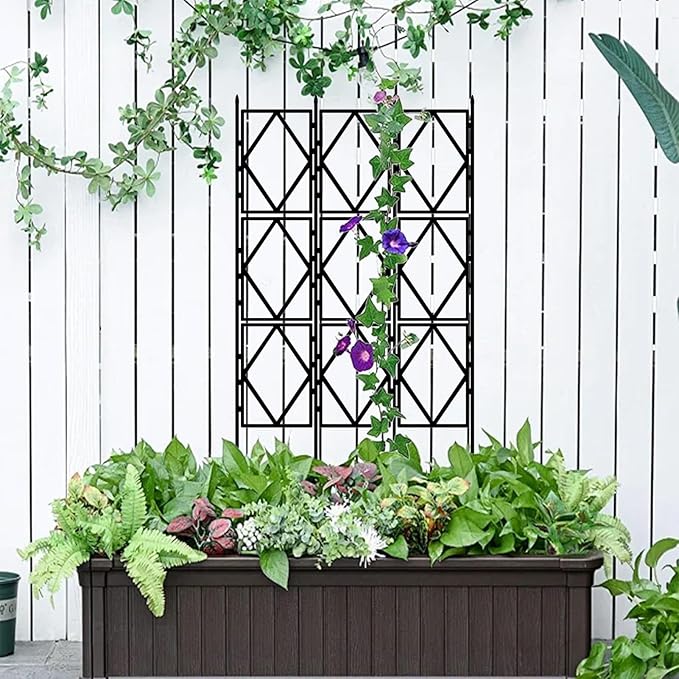 Plant Trellis for Garden Climbing Plant Support Balcony Plant Trellis for Climbing Potted Plants &amp Flowers Roses Climbing Frame for Vertical Vines(W60xH120CM(2.0x3.9FT))