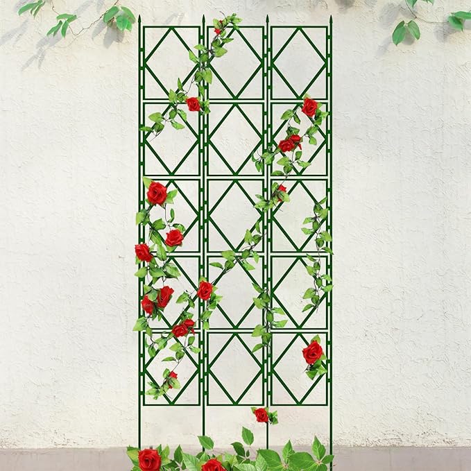 Decorative Garden Trellis for Climbing Roses &amp Vines - Outdoor Plant Support for Potted Plants Patio Lawn and Yards - Easy Assembly &amp Demolish(W60xH150CM(2.0x4.9FT))