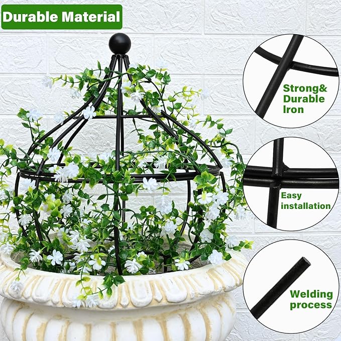 Sturdy Metal Garden Obelisk Trellis for Climbing Plants - 12 x 8.1 Versatile Support for Roses Topiaries &amp Houseplants - Easy to Assemble Durable &amp Decorative for Indoor/Outdoor Displays