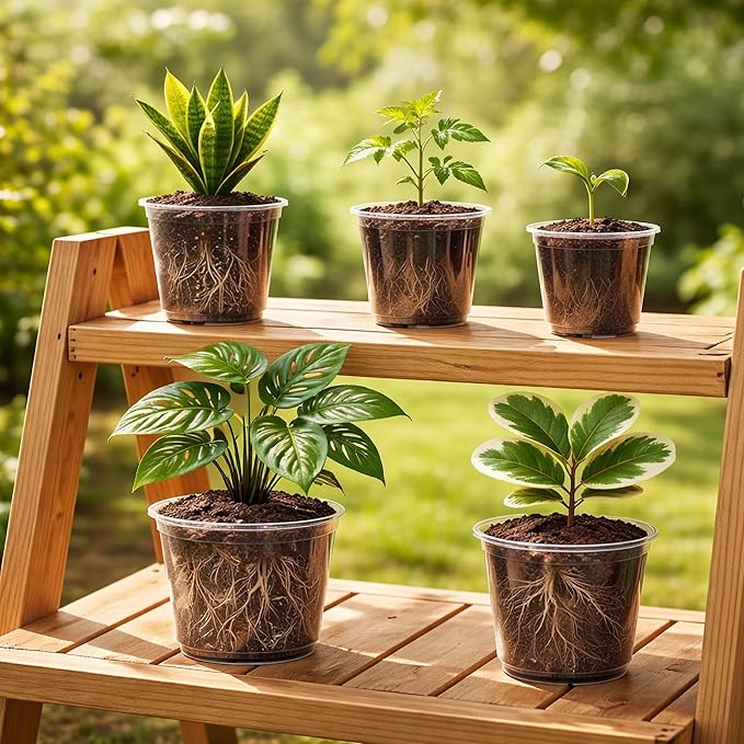 20 Pack 8/6/5/4/3.5 Inch Reinforced Large Clear Nursery Pots with Drainage Hole Transparent Variety Pack Plastic Plant Pot for Vegetable Propagation Root Cutting Seed Starting