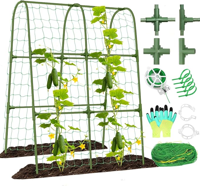 Cucumber Trellis for Raised Bed Garden Arch Trellis for Climbing Plants Outdoor Metal Garden Trellis for Spring Vegetables Cucumber Trellis for Spring Tomato Bean Pea Grape Plant