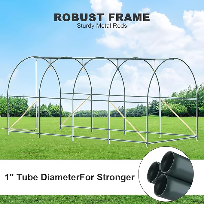 Greenhouses for Outdoors Walk-in Green Houses for Outside Heavy Duty Large Greenhouse with 8 Ventilated Screen Windows &amp 2 Roll-up Doors &amp Reinforced Frame (15×7×7 FT with Irrigation System)