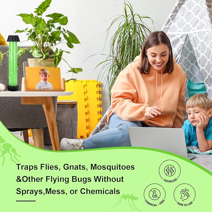 12 Pcs Fly Traps for Indoor Outdoor Hanging Fruit Fly Stick Trap Sticky Mosquito for Home Insect 10 x 2.5 Inches (ClassicGreen and Black)