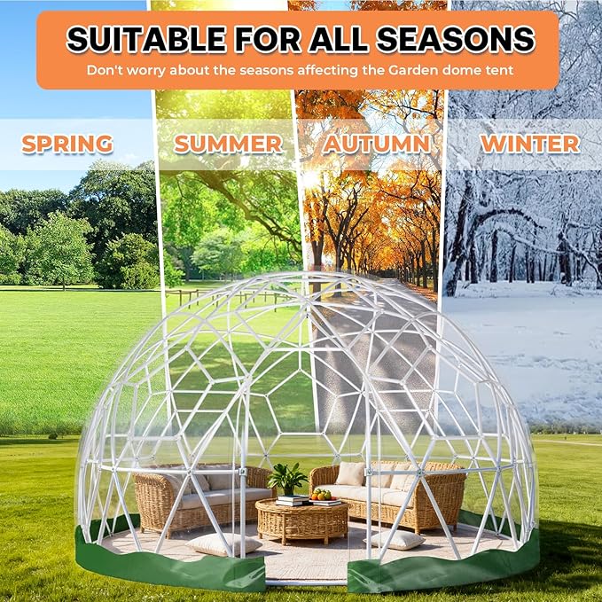 12 x 7.2 FT Garden Dome Tent Outdoor TPU Greenhouse for 4-8 Person Greenhouse Garden Tent with Window Waterproof Clear Dome Tent Suitable for Camping Party Wedding Christmas