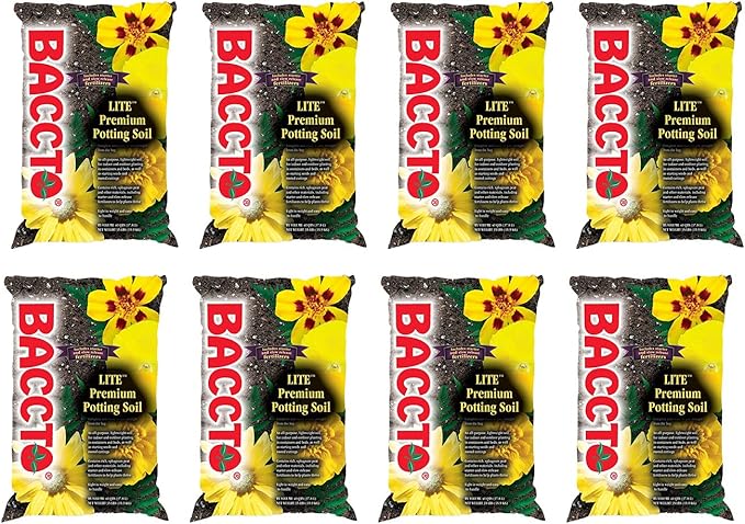 Michigan Peat 1440 Baccto Lite Premium Potting Soil for Indoor Outdoor Gardening Seed Starting Propagation and More 40 Quart Bag (8 Pack)