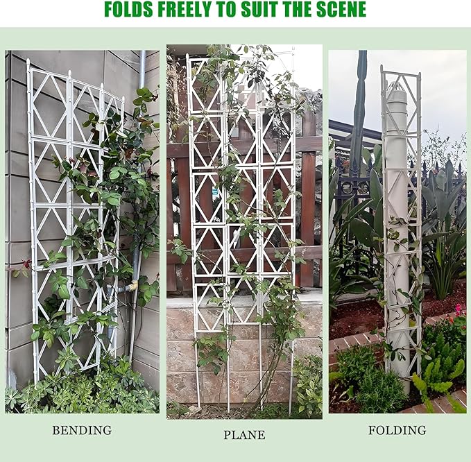 Garden Trellis Foldable Plant Trellis White - Suitable for Support Climbing Roses Potted Plants Vines Flowers Patio &amp Yard Wall Decoration(W60xH90CM(2.0x3.0FT))