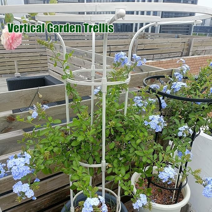 Vertical Garden Trellis for Climbing Plants Outdoor H 110cm 145cm 180cm 215 cm Indoor Vertical Metal Umbrella Plant Trellis for Patio Backyard(Black4.6ft)