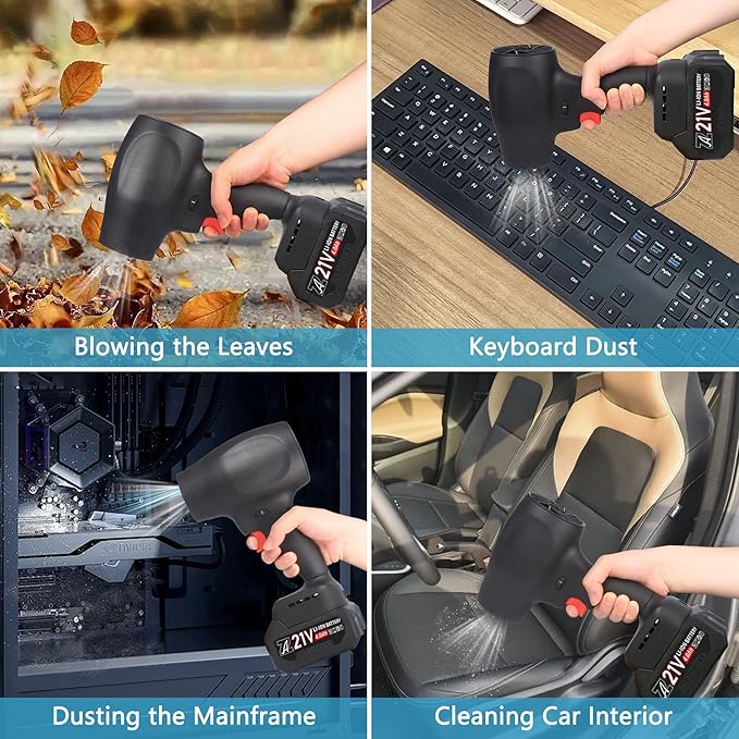 mini Cordless Dry Blower Small Leaf Blower Turbo Blades130000RPM with 2 Batteriesfor Blowing dust Leaves Keyboards mainframes car Indoor Outdoor Lightweight