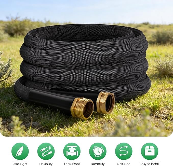 Garden Hose 50FT Non-Expanding Water Hose Ultra Lightweight Kink-Free Burst-Resistant Lead-Free Durable &amp Flexible High-Pressure Hose for Yard Lawn Outdoor Car Washing