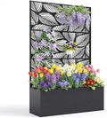 Metal Planter Box with Trellis 47X16X71 Raised Garden Bed Without Wheels Galvanized Metal Privacy Screen for Climbing Plants Vegetables Vines Patio Planters with Drainage Holes 16 Deep Bed