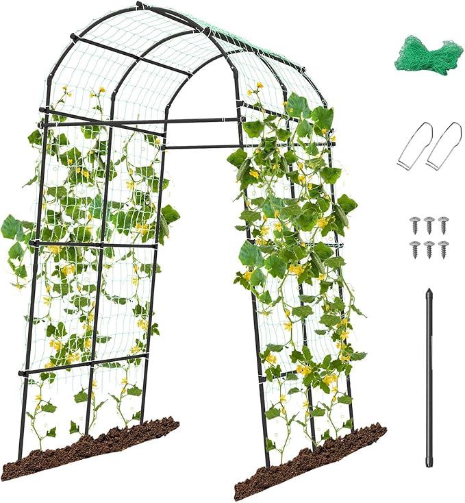 2 Pcs Garden Arch Trellis 71 x 45 x 90 Tall Metal Plant Support w/Net Rustproof PE-Coated Frame Garden Trellis for Climbing Plants Vegetable Flower Vine Perfect for Outdoor Yard Lawn