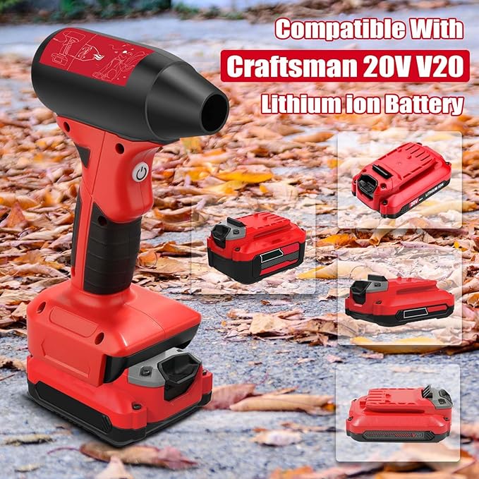 Cordless Leaf Blower 130000 RPM High Speed Jet Fan Compatible with Craftsman 20V Battery Lightweight Handheld Electric Blower for Lawn Care Yard Patio Dust &amp Debris Cleaning