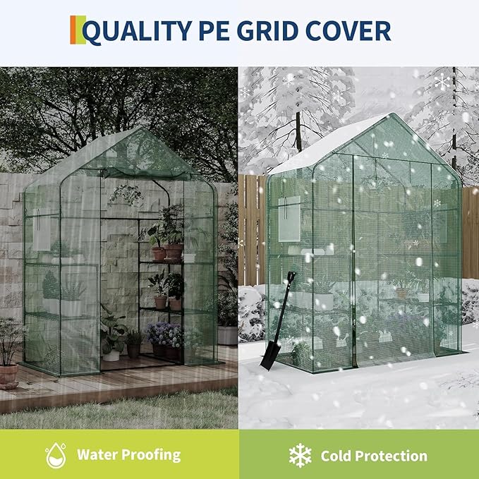 57x29x77 Inch Greenhouse for OutdoorPortable Walk in Greenhouses with Thicken PE CoverDurable Green House Kit with Window Vent 3 Tier 12 Shelves for Indoor Backyard Outside