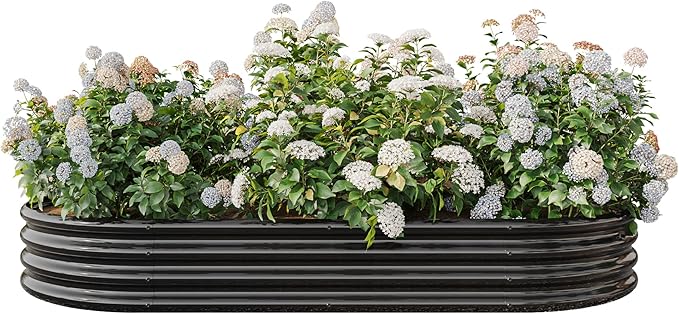 Oval 88.99x44.68x11.42 Galvanized Metal Raised Garden BedRaised Bed Garden plantersPlanter Boxes: 27 cu. ft Soil Anti-Rust Ideal for Outdoor Flower Beds &amp Gardening (Black)