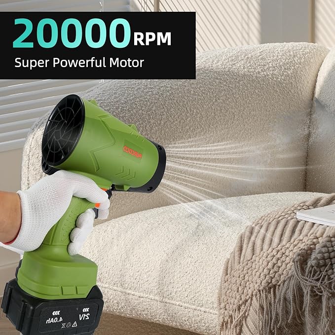 21V Cordless Leaf Blower with 4.0Ah Battery and Fast Charger 600G High Speed Handheld Blower for Lawn Care Patio CleaningLeavesSnow Car Drying - Lightweight Electric Blower for Yard(Green)
