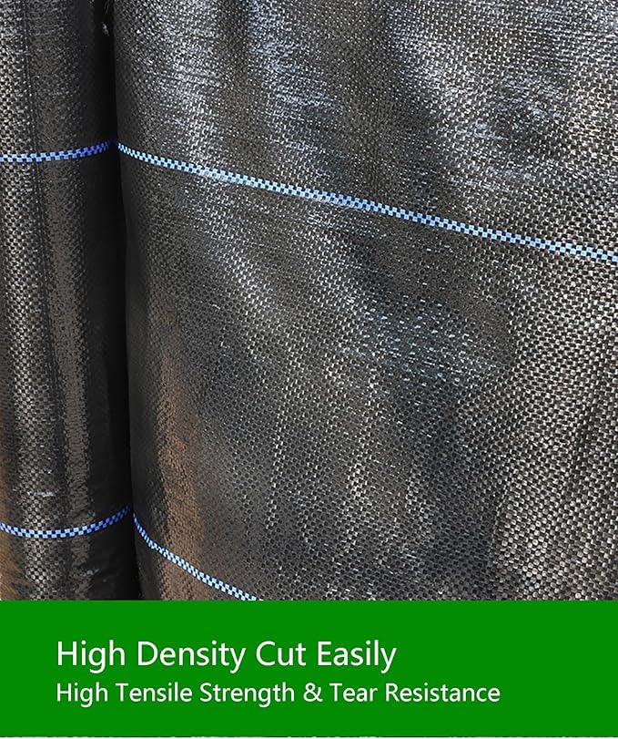 Weed Control Fabric Heavy Duty Weed Barrier Membrane Cut Easily Landscape Ground Cover Weed Barrier Mat for Gravel Artificial Grass Lawn Underlay(1 * 100m)