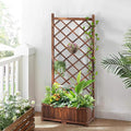 Brown Wood Planter Raised Garden Bed with Trellis 67H Outdoor Garden Flower Standing Planter Box Lattice Panels with Planter for Patio Porch Outdoor Wood Planter Box &amp Plant Stand Planter Conta