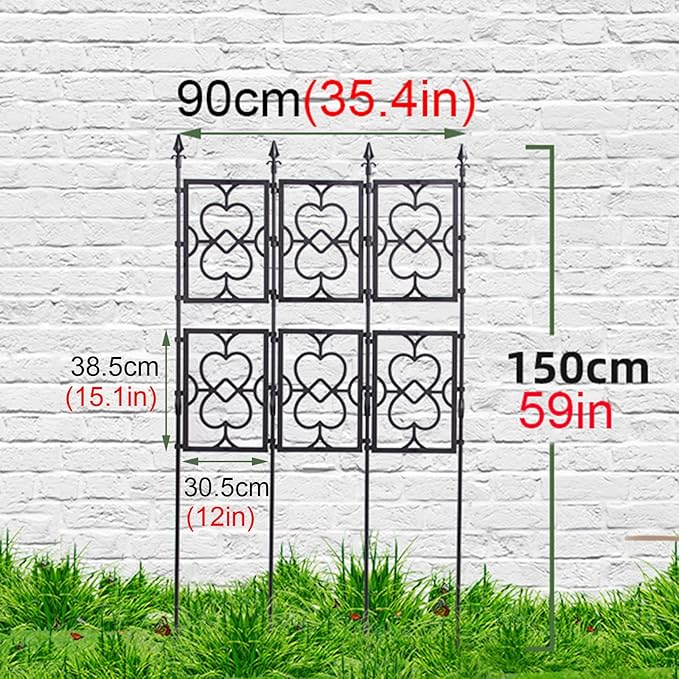 Garden Trellis For Climbing Plants Rustproof Lattice Fence Panels PE Plastic Coated Steel Pipe + PP Grid Foldable Flower Trellis For Potted Plants Easy To Install(Size:90x150cm(35.4x59in))