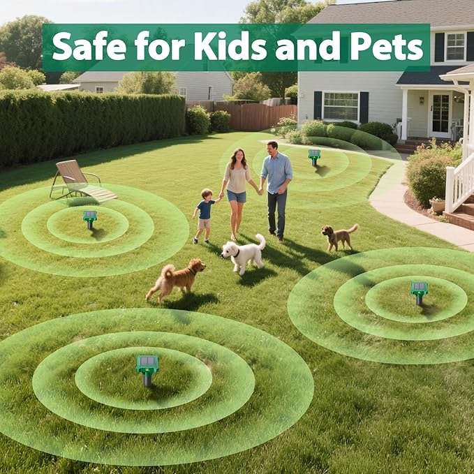 4 Pack Mole Repellent Solar Powered Vibrating Solar Mole Repellent Stakes for Voles Groundhogs Snakes &amp Gophers IP65 Waterproof Mole Deterrent for Yard Farm Lawn &amp Garden