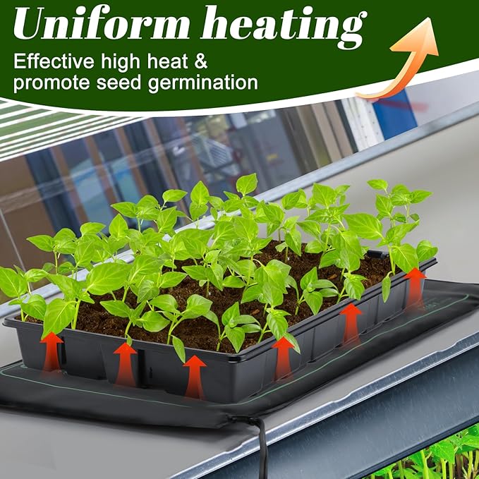 6 PCS Durable Seedling Heat Mat for Plants - 10'' x 20.5'' Bulk Seed Starting Heating Mat for Indoor Grarden Greenhouse Waterproof Warm Hydroponic Seed Mat for Plant Germination Growth