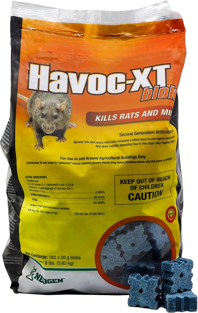 Neogen RODENTICIDE Havoc XT Rat Bait Block Pouch 8-Pound (00595) blue