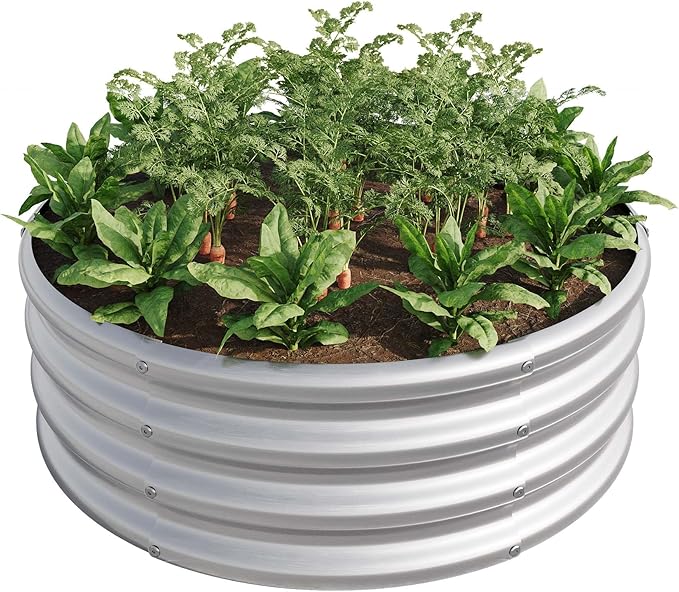 32.08x 11.4 Galvanized Raised Garden Bed Tall Metal Garden Bed for Vegetables Ground Raised Beds for Gardening Backyard Patio Or Lawn Durable Above (Silver 32.08x11.4)