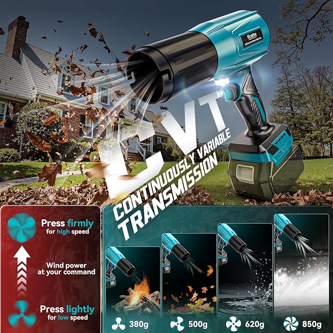 Leaf Blower Cordless Compatible with Makita 18V: 800000RPM Portable Dust Cleaner Electric Handheld Turbo Jet Blower Lightweight with Brushless Motor for Patio Cleaning Garden Lawn Care (No Battery)