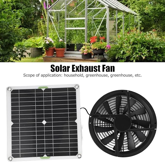 Solar Panel Fan Kit 100W 12V Waterproof Solar Exhaust Fan Portable Ventilator with Metal Protection Mesh Solar Powered Exhaust Fan for Chicken Coops Greenhouses Sheds Pet Houses Window Exhaust