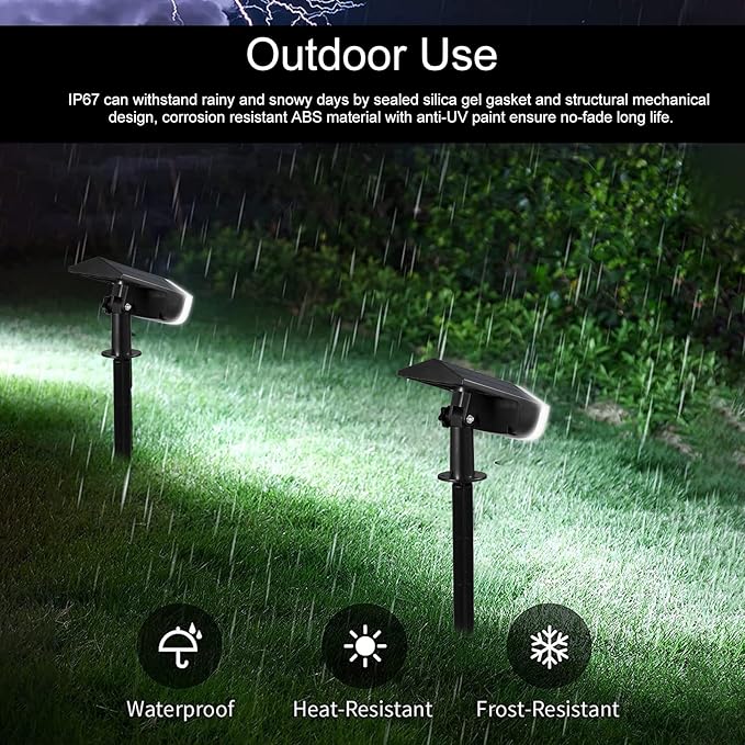 Ejoyous Solar Landscape Spot Lights 2 PCS Lawn Lamp Wall Light Outdoor Garden Lamp IP67 Water Proof Landscape Spotlights for Garden Patio Yard Fence Landscape Courtyard