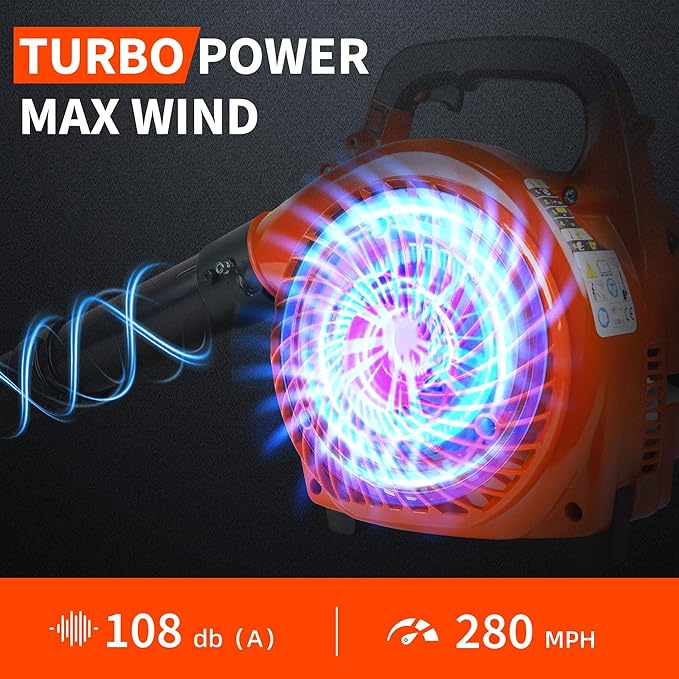 28-Cc Gas Leaf Blower 1.1-HP 2-Cycle Handheld Leaf Blower 490 CFM 280 MPH Powerful Clearing Performance for Lawn Care Driveway Cleaning Light Snow Removal Gifts for Dad
