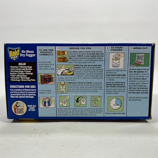 Raid Max No Mess Dry Fogger Roaches Bugs Ants Beetles Crickets Flies Mosquitoes Ticks Waterbugs (Each Cup Treats 2560 Cu Ft) (2)