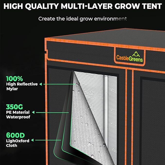 48x24x72 Multi-Storey Grow Tent Extra-Large Observation windows Heavy-Duty 600D Mylar Plant Tent Waterproof Growing Tents Fit in Indoor Planting Hydroponics 4-Layers of seedlings