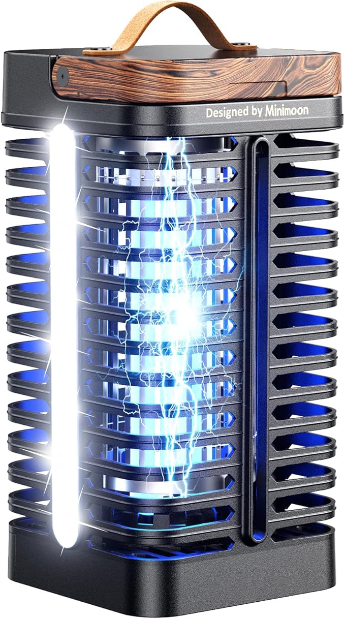 Minimoon Bug Zapper Outdoor with Dual LED Lights 15W Mosquito Zapper 4200V Electric Fly Trap Western Theme IPX4 Waterproof 5.9 Ft Cord Fly Zapper for Backyard Patio Indoor