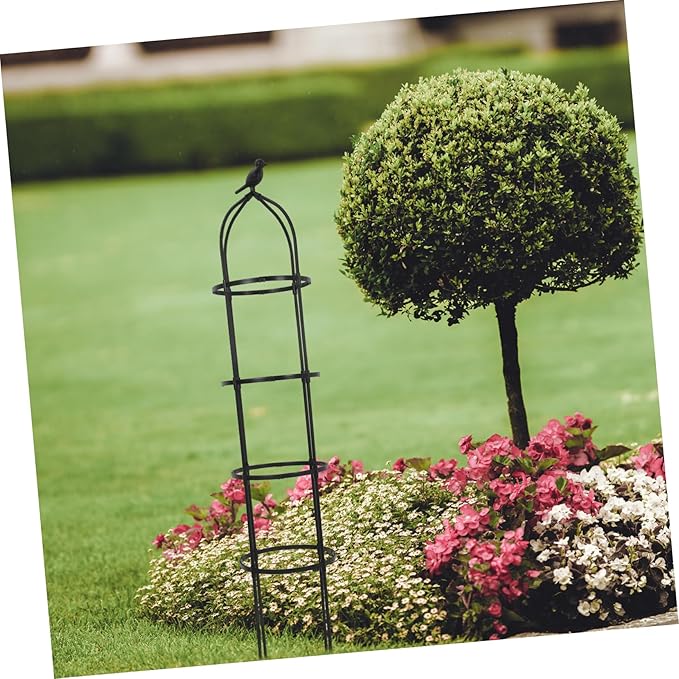 POPETPOP Garden Obelisk Trellis Metal Climbing Plant Support for Roses and Cucumbers Easy to Install Charming Bird Design for Indoor and Outdoor Use