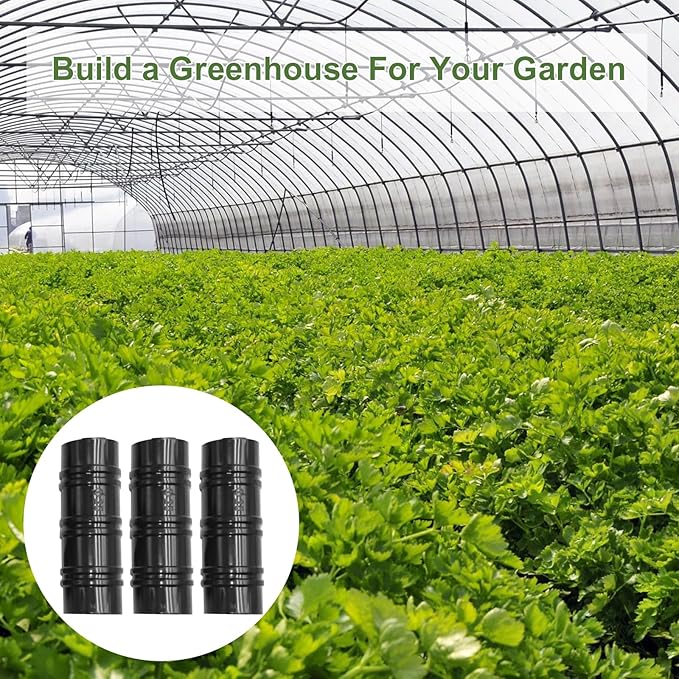 60PCS Greenhouse Clips 1 Inch Greenhouse Clamps Gardening and Farming Tube Clips ABS Plastic Clamps for PVC Pipe Greenhouse Film Sunshade Nets &amp Row Covers (Black)