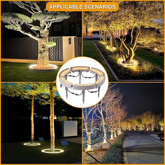 Outdoor Landscape SpotlightsSolar Lights Led Low Voltage Landscape Tree Ring Lights Garden Solar Lightsfor Patio