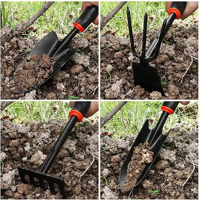 5-Piece Garden Tool Set: Shovel Pruner Hoe Rake