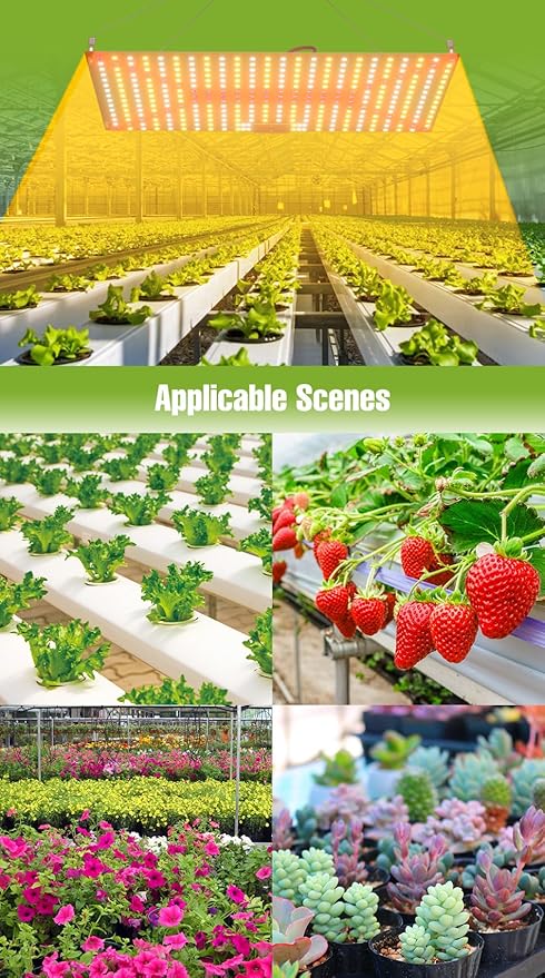 2Pcs 300W Full Spectrum LED Plant Panel Lamps 100-277V Greenhouse Tent Hydroponic Fill Light UV/IR Indoor Sunlight Seedings Cultivation Lights 110V Sunlike Sapling Vege Fruit Flower Moss Succulent