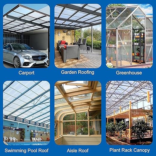 20 Pcs 2' x 4' x 0.15'' Polycarbonate Greenhouse Panels Twin-Wall Roof Panels Waterproof UV Protected Corrugated Plastic for Greenhouse Plant Stand Roof (20)